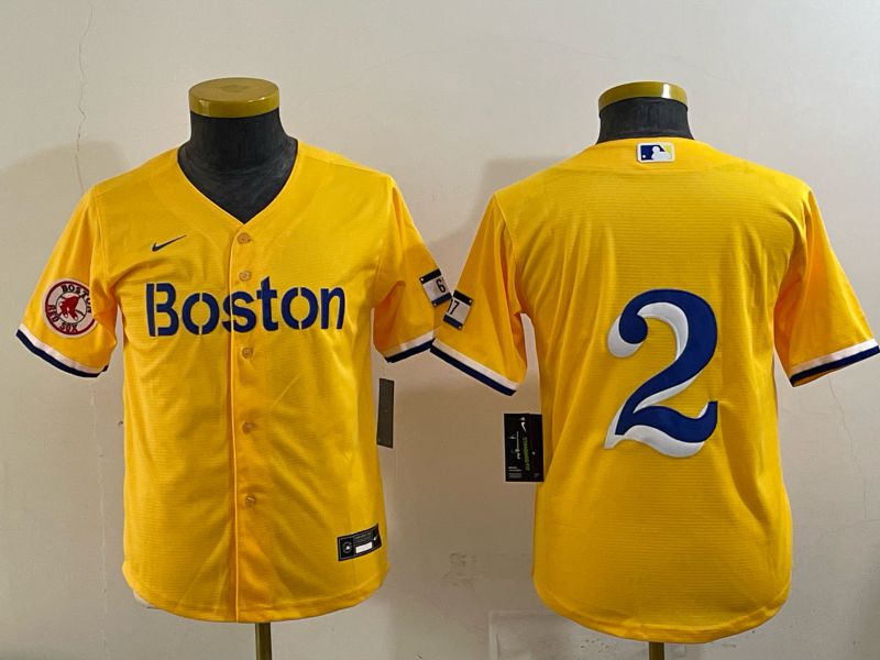 Youth 2025 Boston Red Sox 2 No Name Yellow Nike MLB Jersey 08